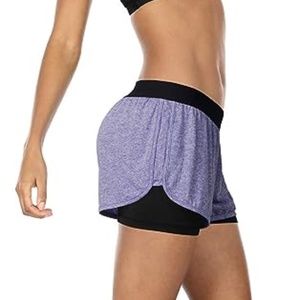 icyzone Running Yoga Shorts for Women - Activewear Workout Exercise Athletic Jog